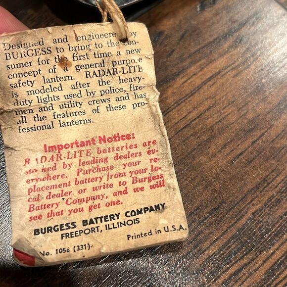 Vintage Radar-Lite by Burgess 6volt camping emergency lantern with tags untested - Picture 3 of 9